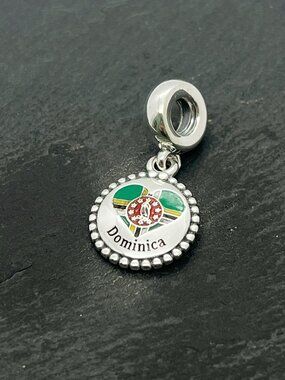 Pandora Dominica Flag Exclusive Charm Sterling Silver Dangle Charm Jewelry